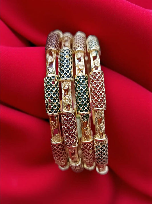 Fancy Gold Plated Designer Bangles – Set of 4