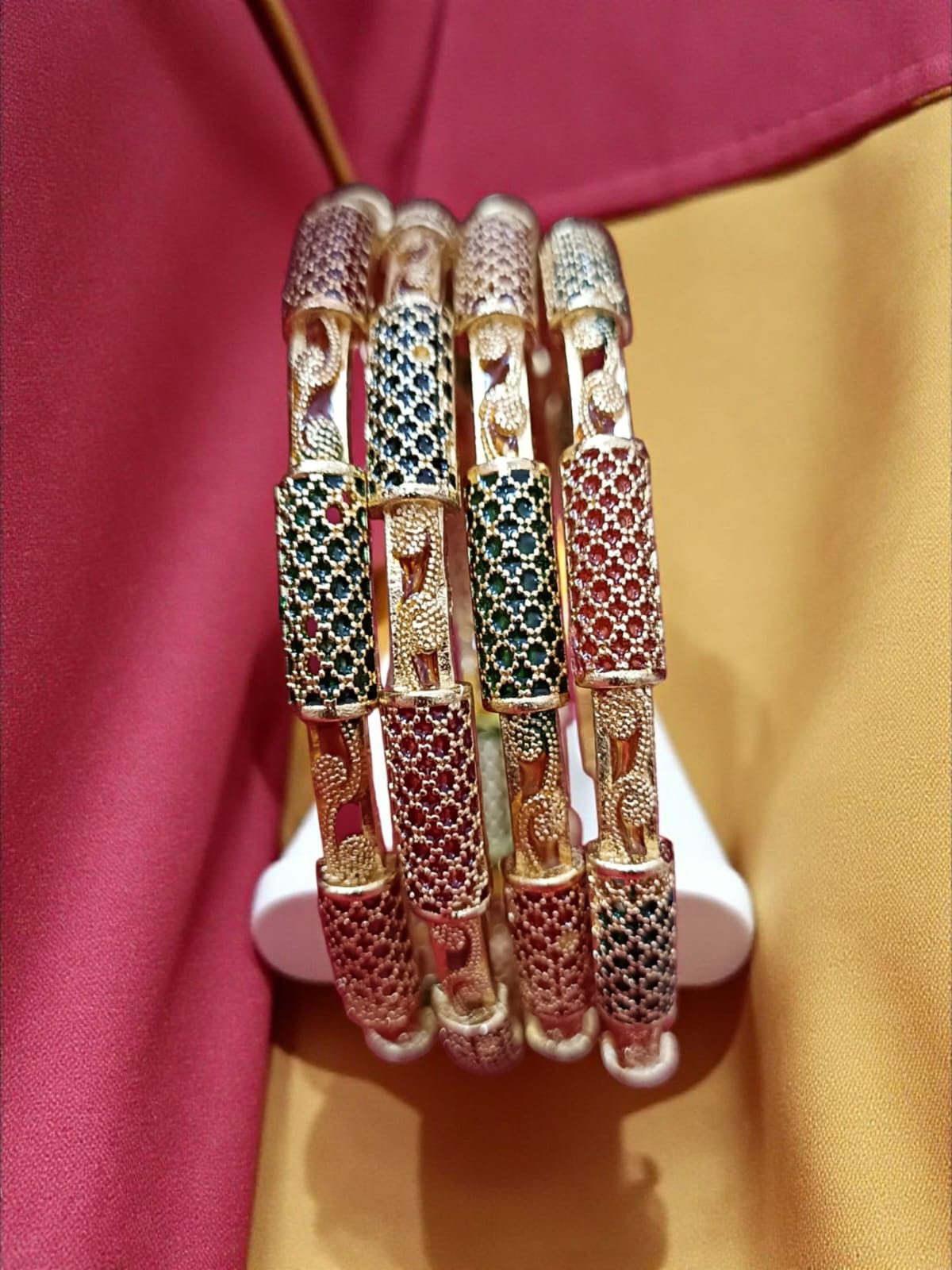 Fancy Gold Plated Designer Bangles – Set of 4