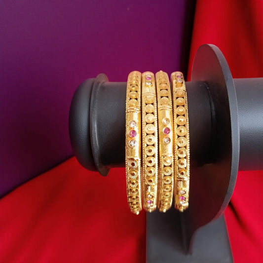 Fancy Gold Plated Indian Bangles - 4 Pieces
