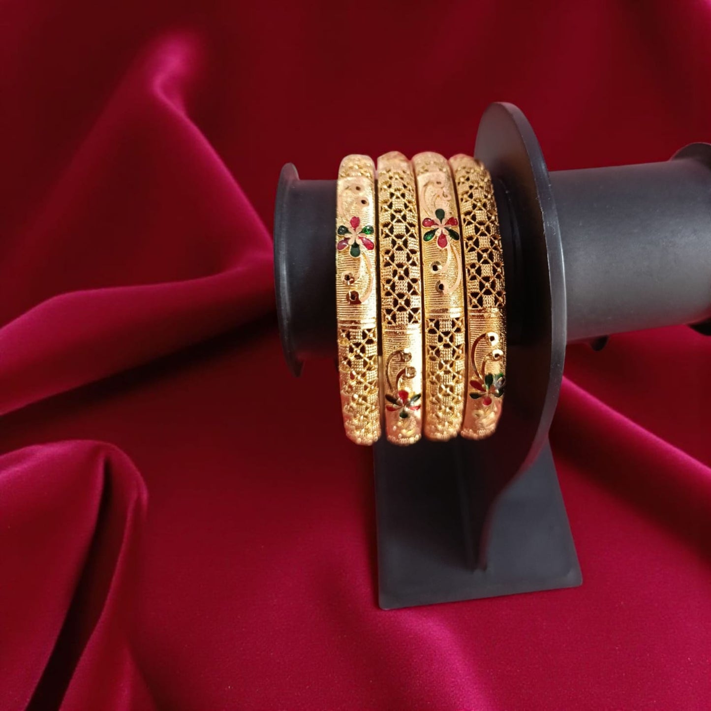 Shiny Gold Plated Bangles – Elegant Jewelry Set of 4