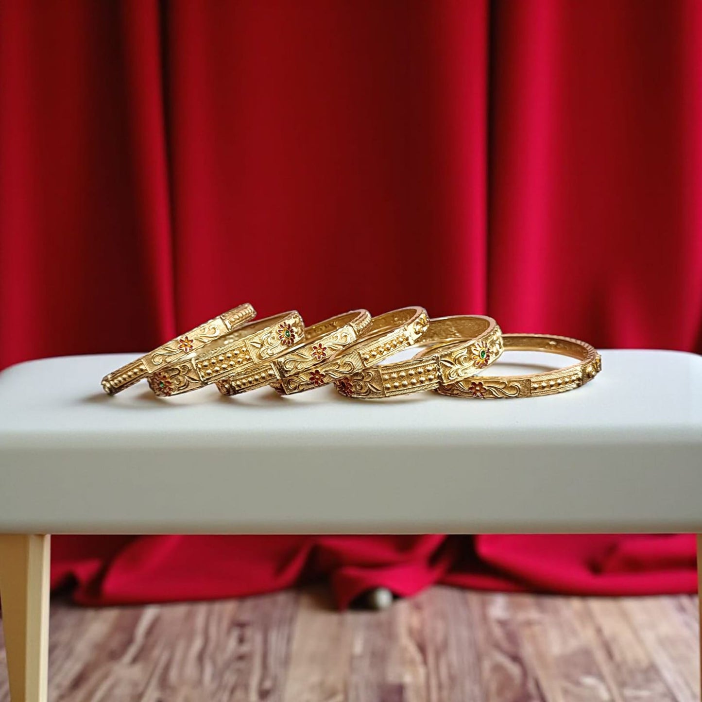 Elegant Gold Designer Bangles - 6 Pieces