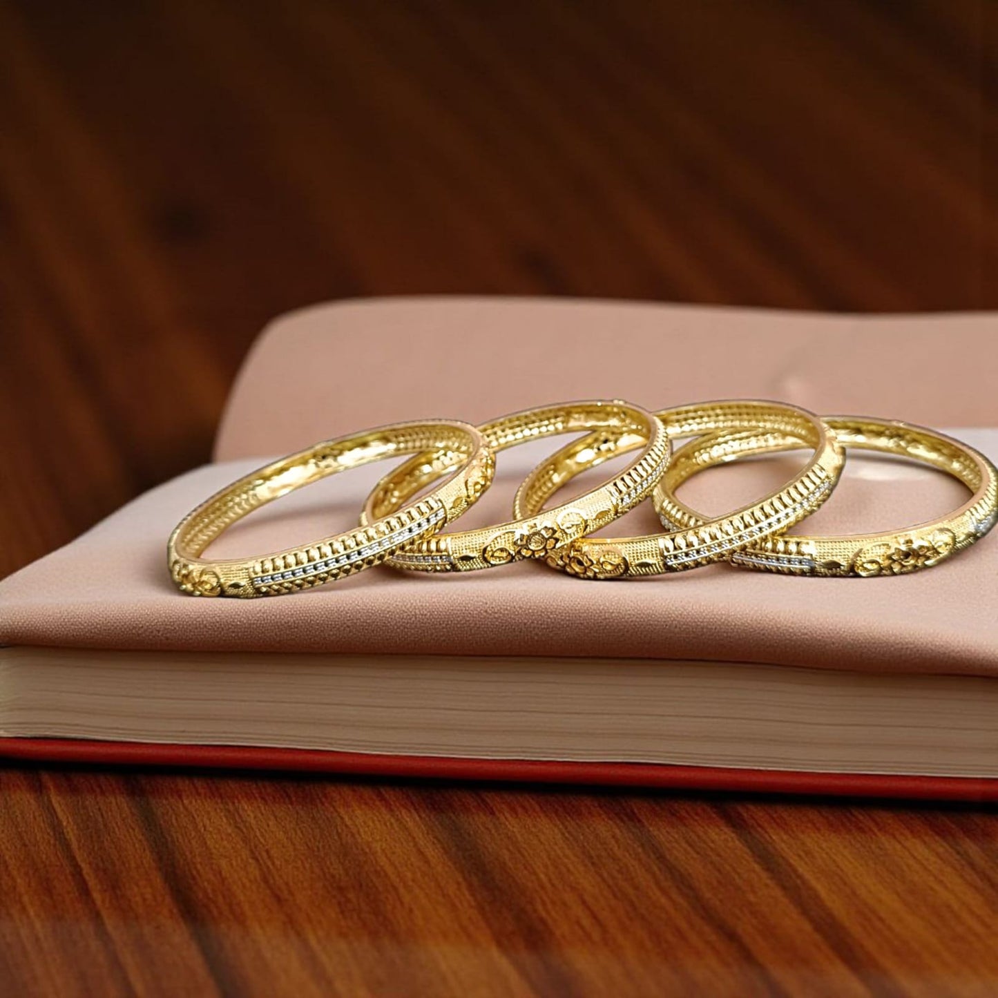 Traditional Gold Plated Indian Bangles - 4 Pieces