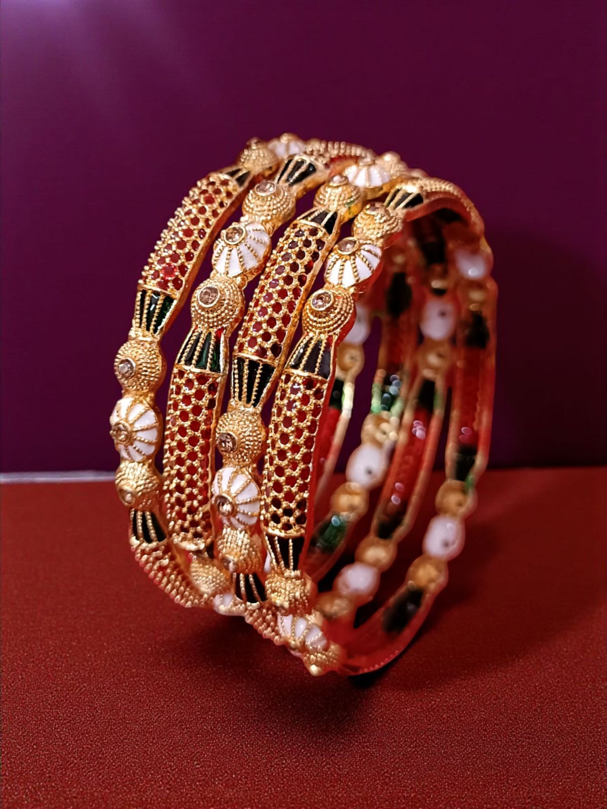 Elegant Gold Plated Bangles for Women – Set of 4