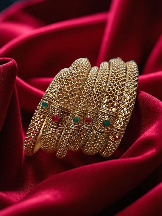 Traditional Gold Plated Indian Bangles - 6 Pieces