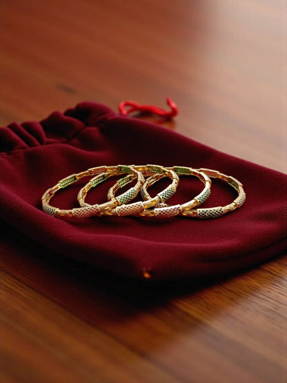 Fancy Gold Plated Designer Bangles – Set of 4