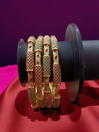Fancy Gold Plated Designer Bangles – Set of 4