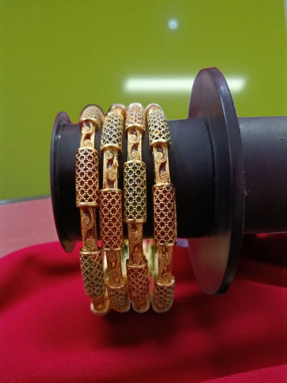 Fancy Gold Plated Designer Bangles – Set of 4