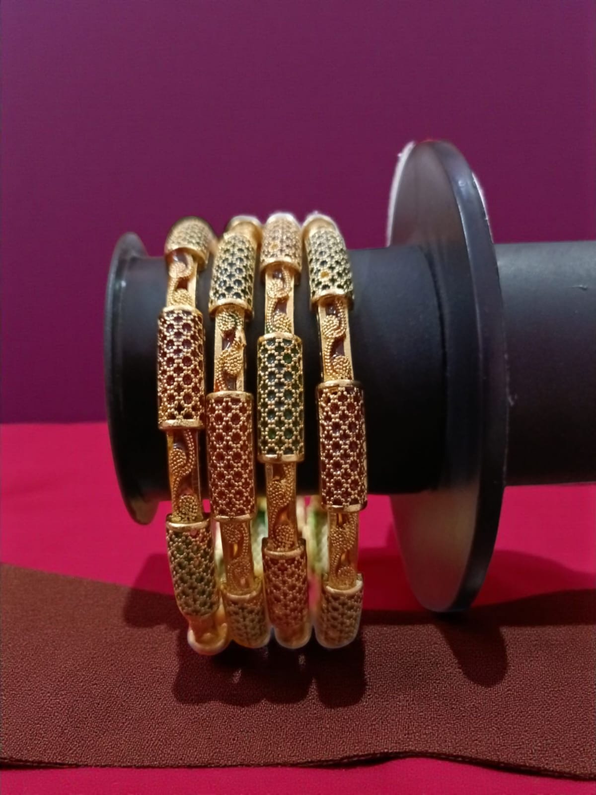 Fancy Gold Plated Designer Bangles – Set of 4
