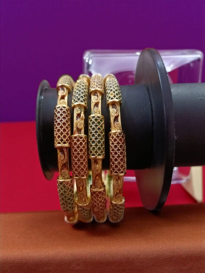 Fancy Gold Plated Designer Bangles – Set of 4