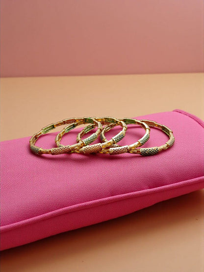 Fancy Gold Plated Designer Bangles – Set of 4