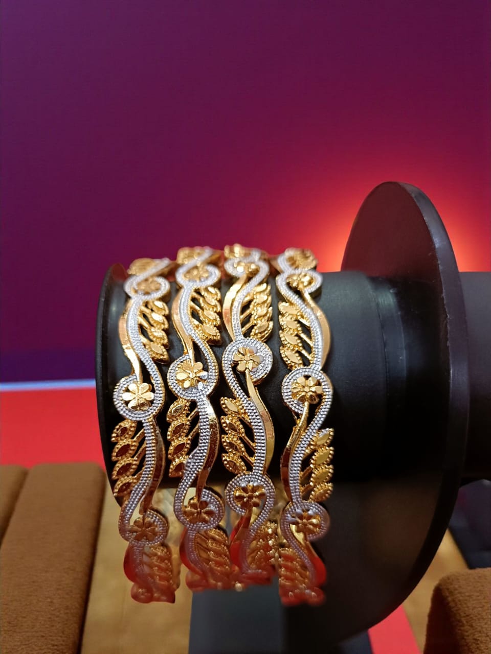 Fancy Gold Plated Indian Bangles - Set of 4