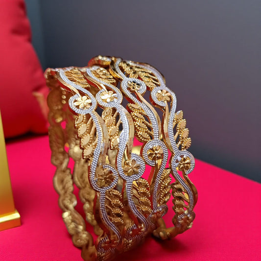 Fancy Gold Plated Indian Bangles - 4 Pieces