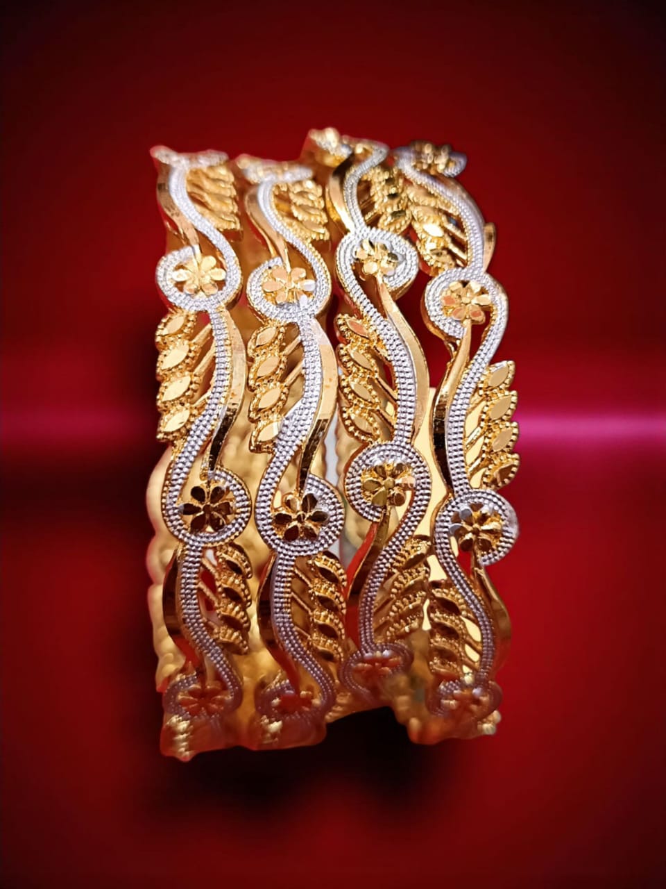 Fancy Gold Plated Indian Bangles - Set of 4