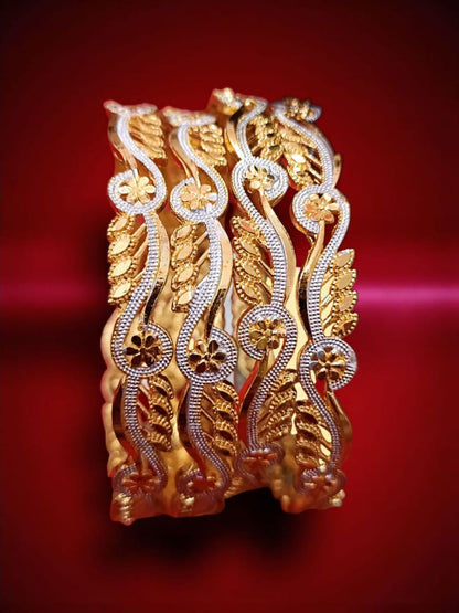 Fancy Gold Plated Indian Bangles - Set of 4