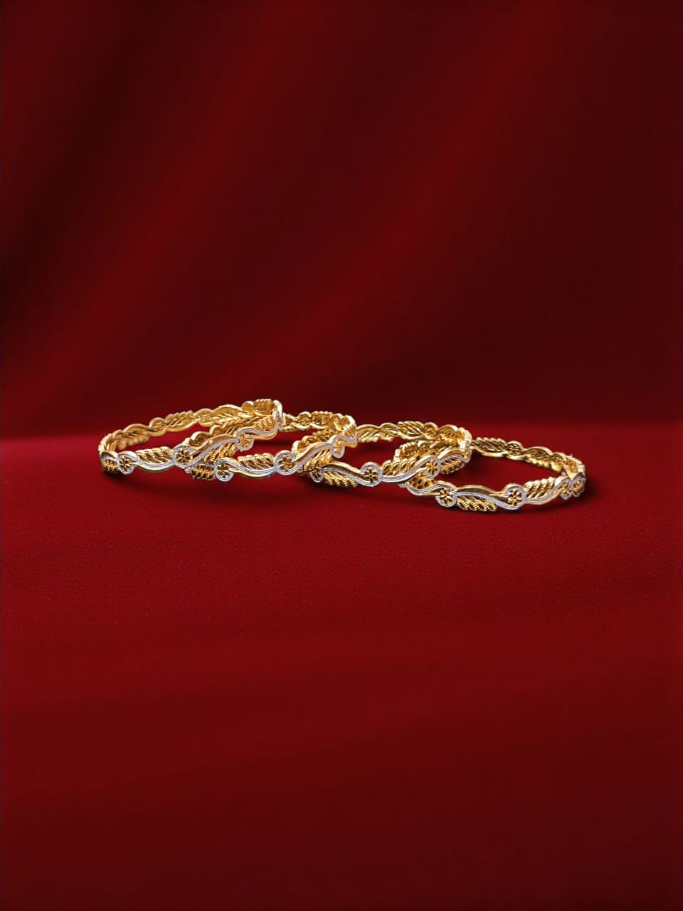 Fancy Gold Plated Indian Bangles - Set of 4