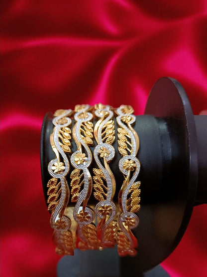 Fancy Gold Plated Indian Bangles - Set of 4