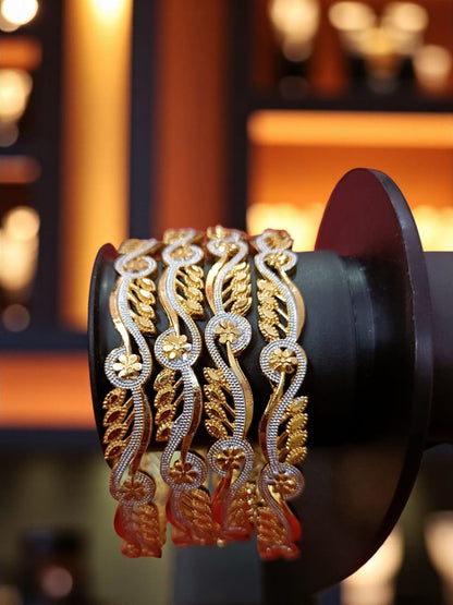 Fancy Gold Plated Indian Bangles - Set of 4