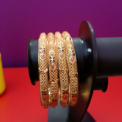 Traditional Gold Plated Indian Bangles - 4 Pieces