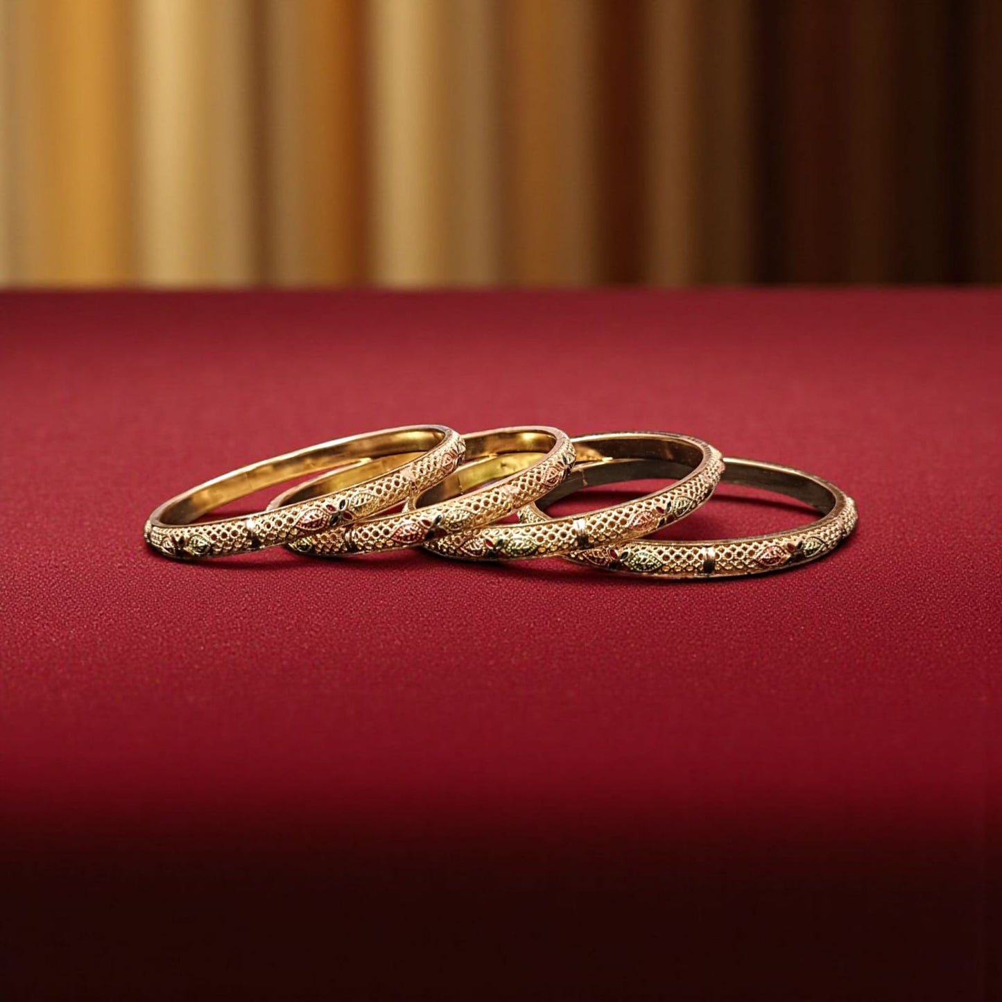 Traditional Gold Plated Indian Bangles - 4 Pieces