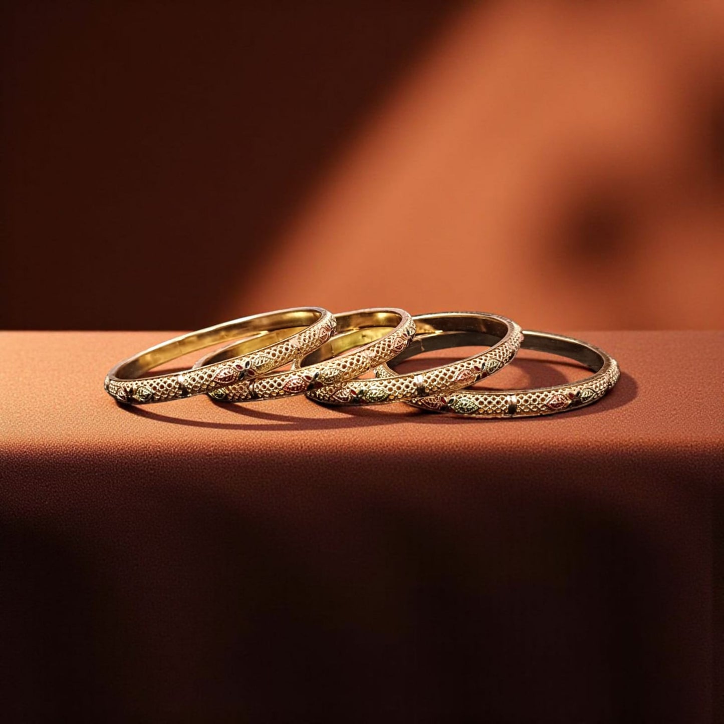Traditional Gold Plated Indian Bangles - 4 Pieces