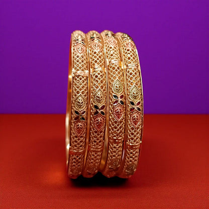 Traditional Gold Plated Indian Bangles - 4 Pieces