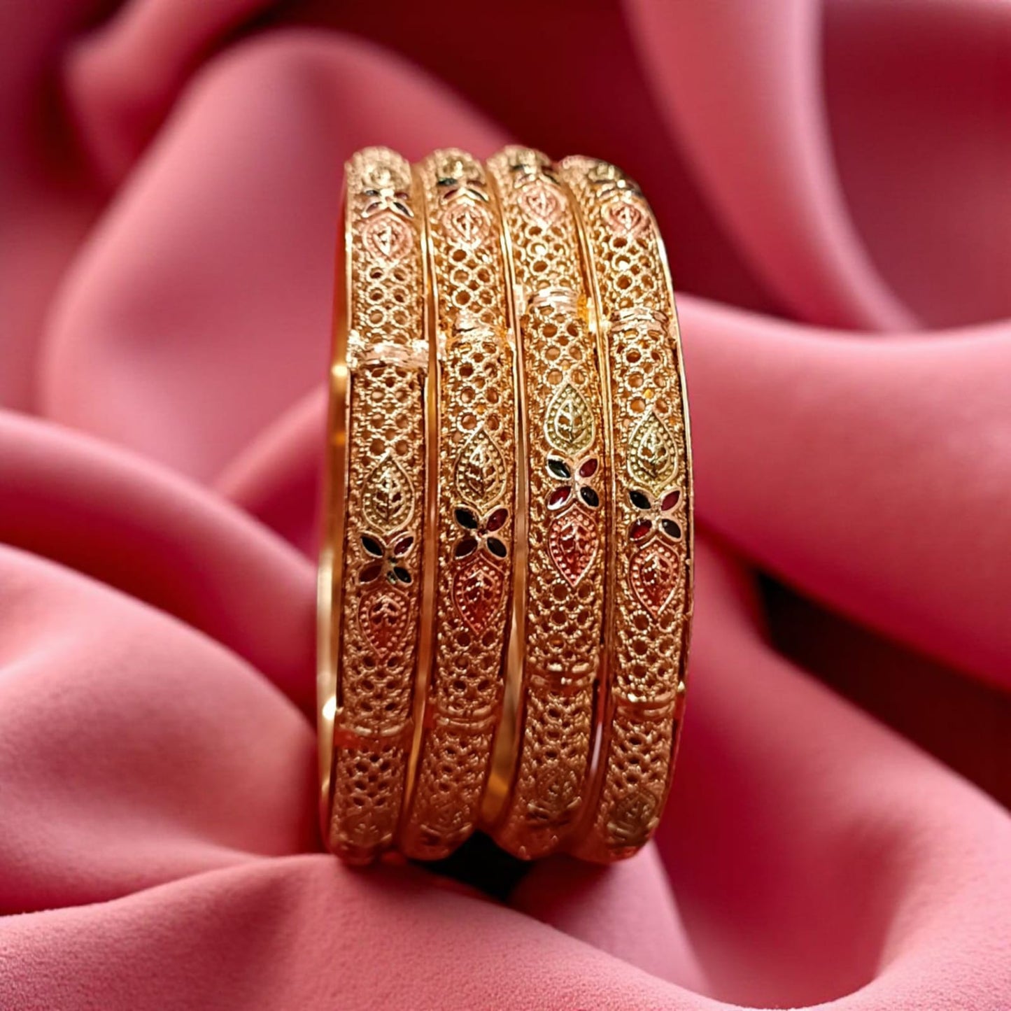 Traditional Gold Plated Indian Bangles - 4 Pieces