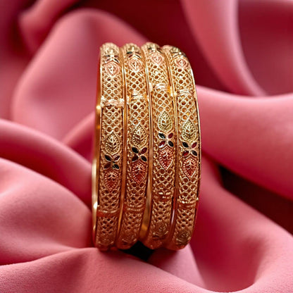 Traditional Gold Plated Indian Bangles - 4 Pieces