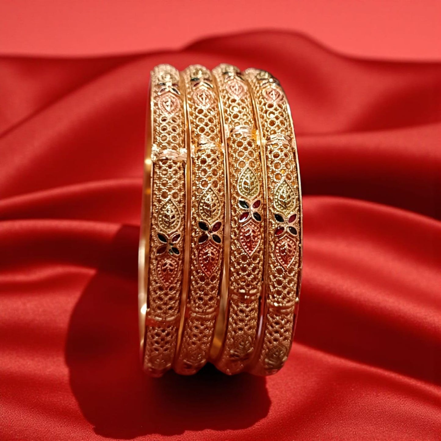 Traditional Gold Plated Indian Bangles - 4 Pieces