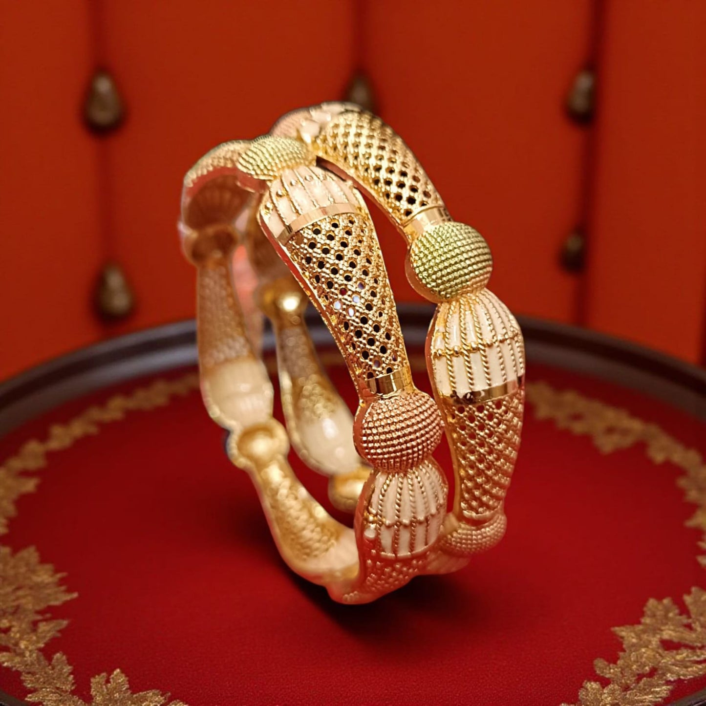 Gold Plated Fashion Bangles – Set of 2 for Women