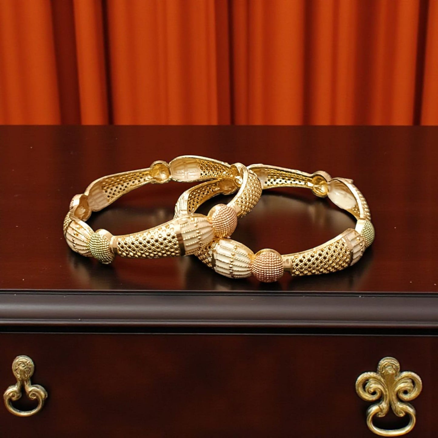 Gold Plated Fashion Bangles – Set of 2 for Women