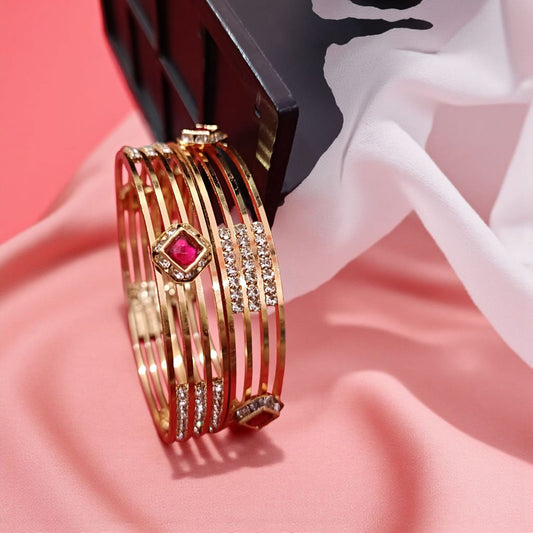 Gold Plated Traditional Bangles for Women – 2 Pc Set