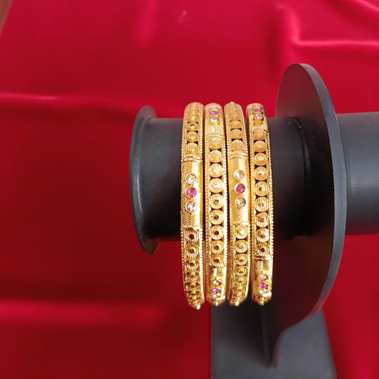 Fancy Gold Plated Indian Bangles - 4 Pieces