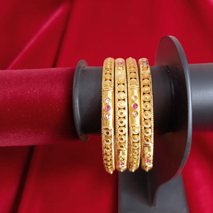 Fancy Gold Plated Indian Bangles - 4 Pieces