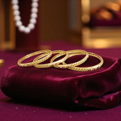 Fancy Gold Plated Indian Bangles - 4 Pieces