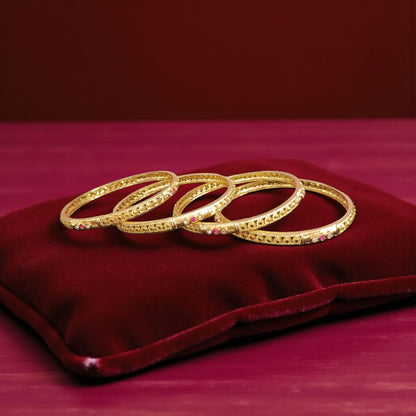 Fancy Gold Plated Indian Bangles - 4 Pieces