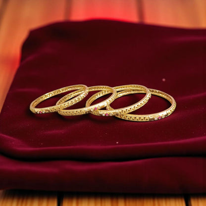 Fancy Gold Plated Indian Bangles - 4 Pieces