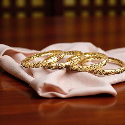 Shiny Gold Plated Bangles – Elegant Jewelry Set of 4