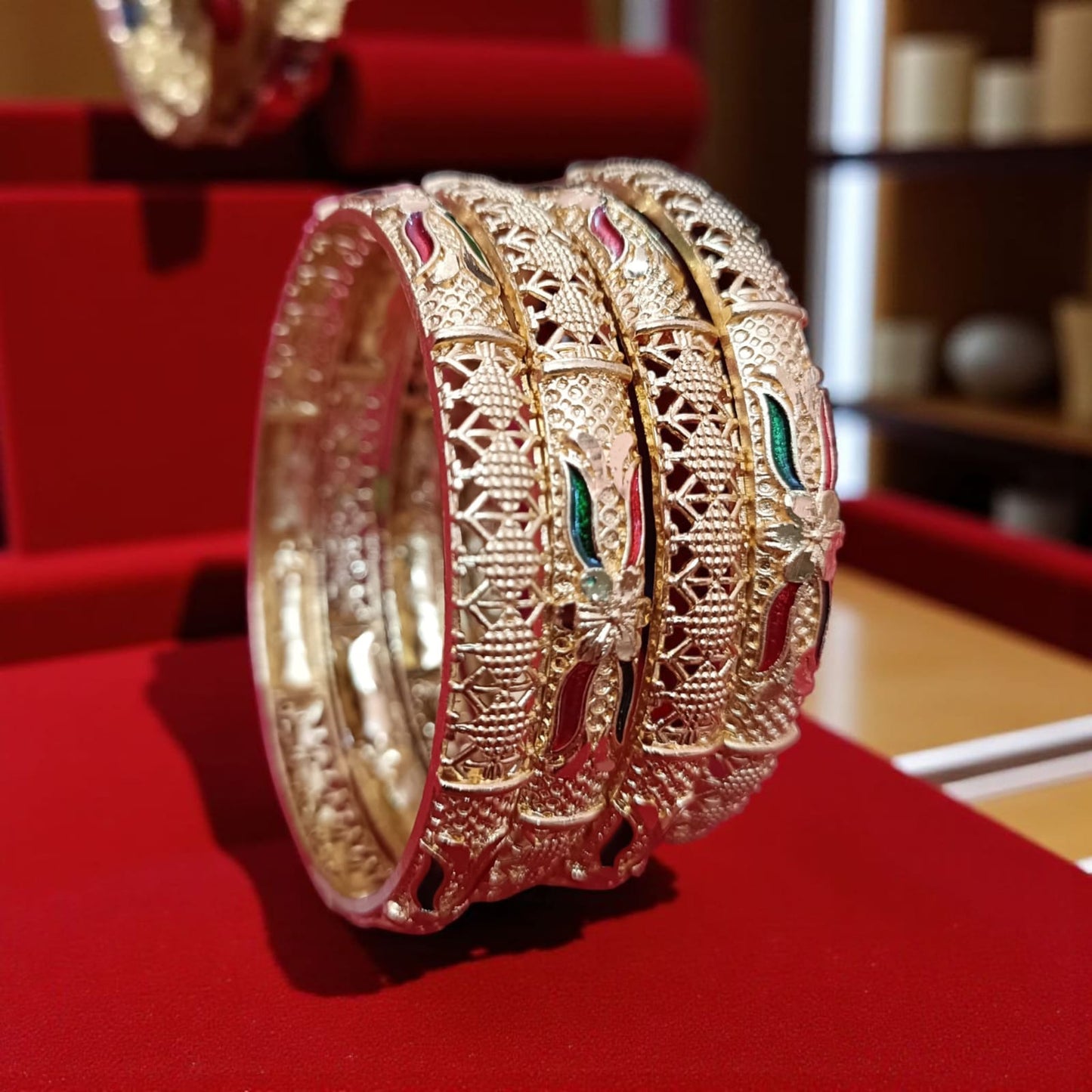 Fancy Gold Plated Indian Bangles - 4 Pieces