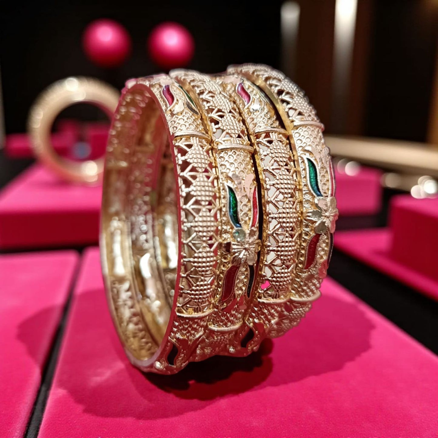 Fancy Gold Plated Indian Bangles - 4 Pieces