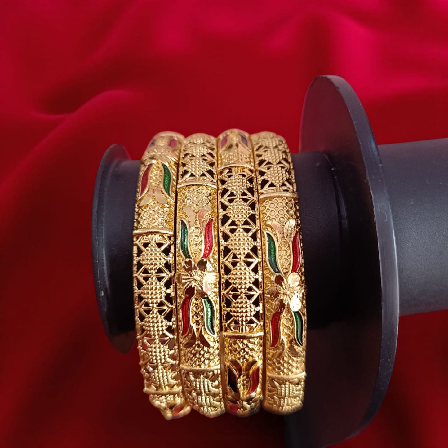 Fancy Gold Plated Indian Bangles - 4 Pieces