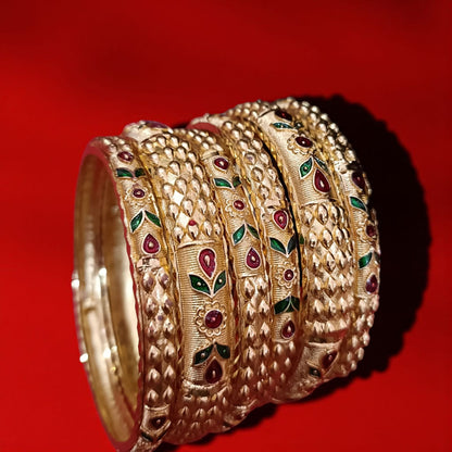 Classic Gold Designer Bangles - 6 Pieces