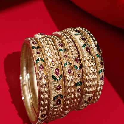 Classic Gold Designer Bangles - 6 Pieces