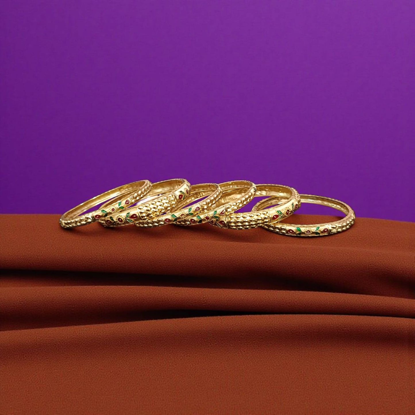 Classic Gold Designer Bangles - 6 Pieces