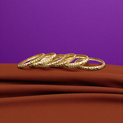 Classic Gold Designer Bangles - 6 Pieces