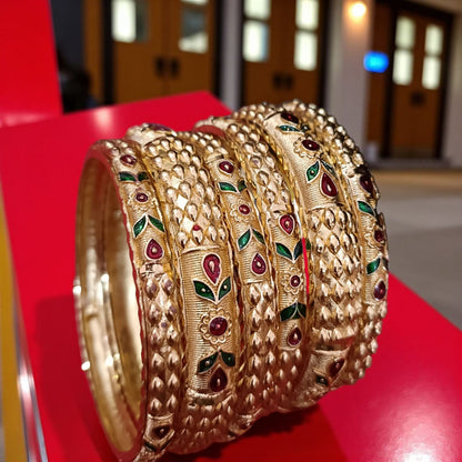 Classic Gold Designer Bangles - 6 Pieces
