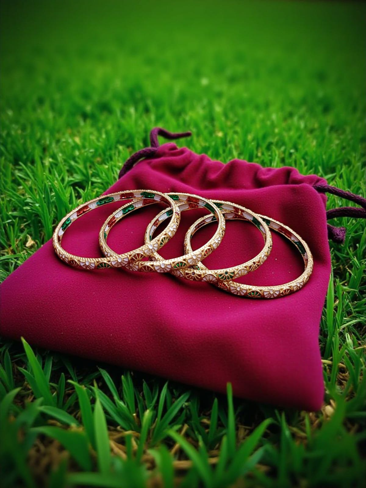 Fancy Gold Plated Designer Bangles – Set of 4