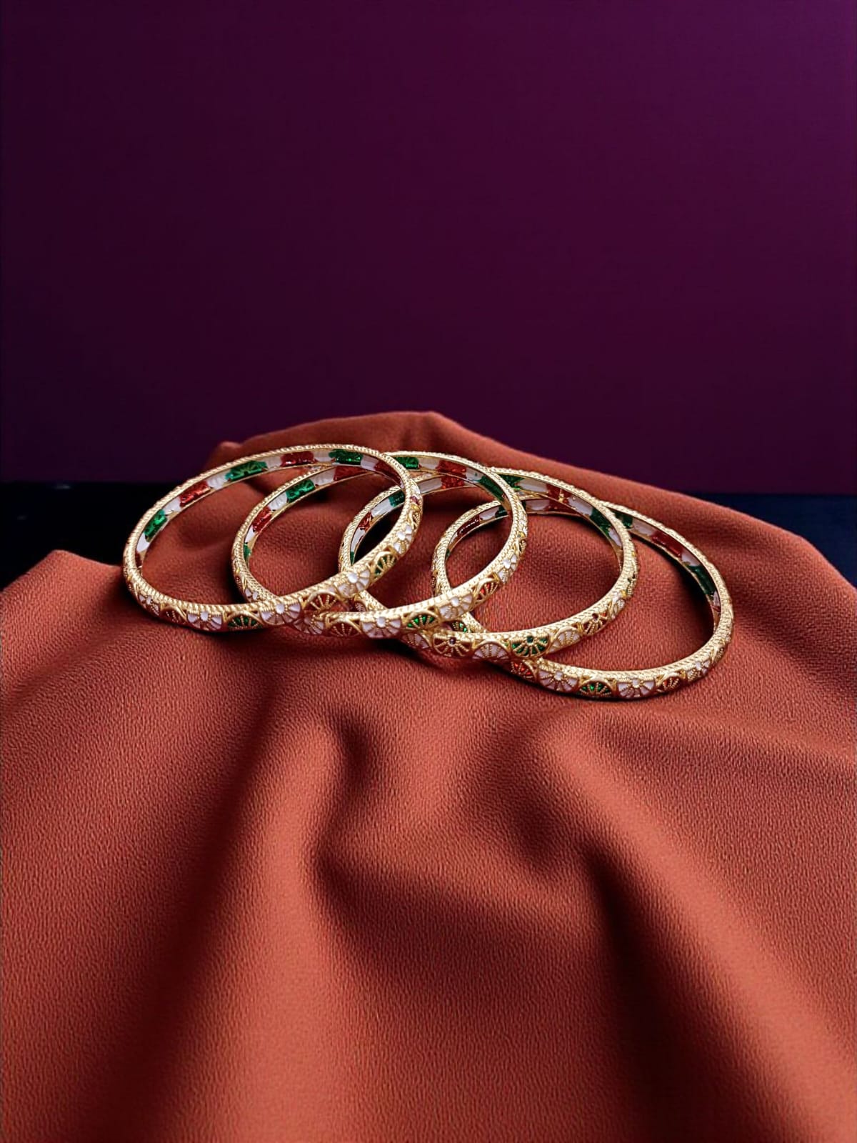 Fancy Gold Plated Designer Bangles – Set of 4