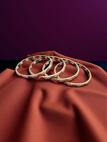 Fancy Gold Plated Designer Bangles – Set of 4