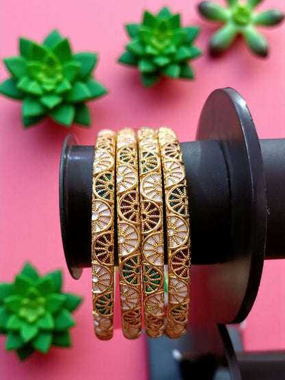 Fancy Gold Plated Designer Bangles – Set of 4