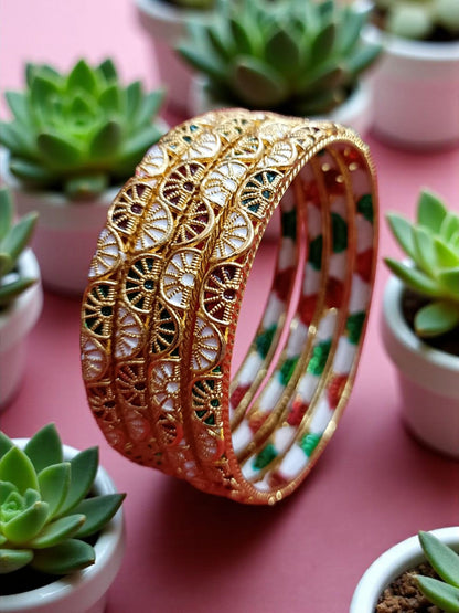 Fancy Gold Plated Designer Bangles – Set of 4